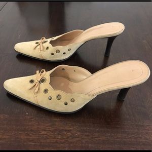 Vintage Camel color Suede Leather Mules